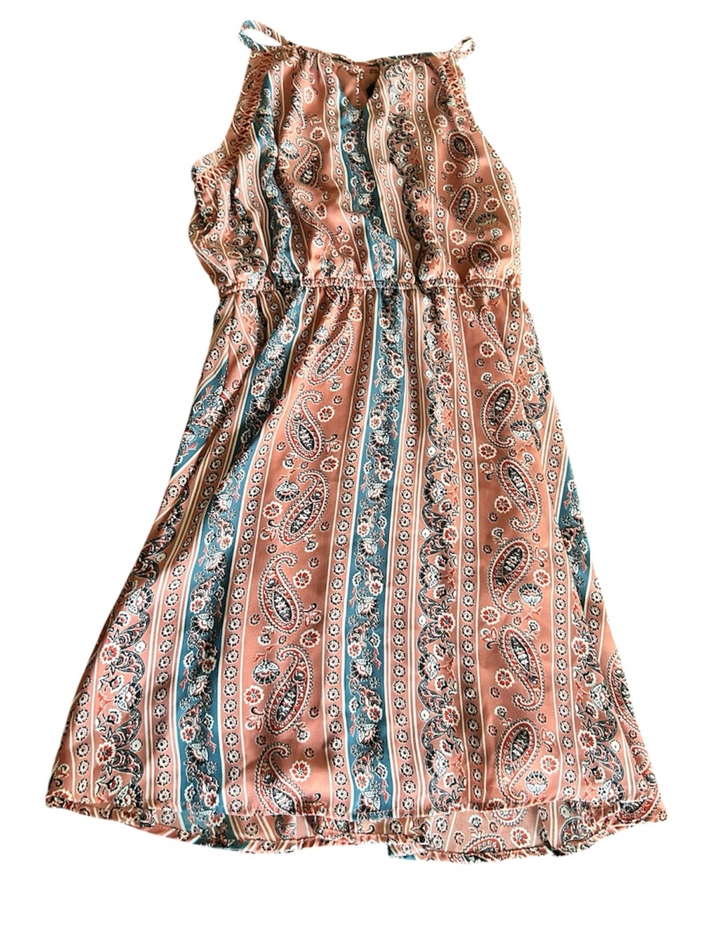 Blue rain Francesca’s coral blue paisley print mini dress western vibes